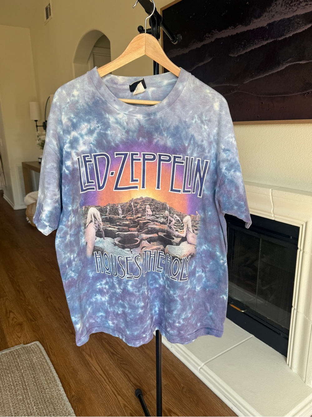 Vintage Liquid Blue Led Zeppelin Houses of the Holy Tie-Dye Band Tee Sz XL